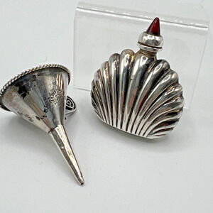 Miniature Sterling Silver Perfume Bottle with Sterling Silver Funnel